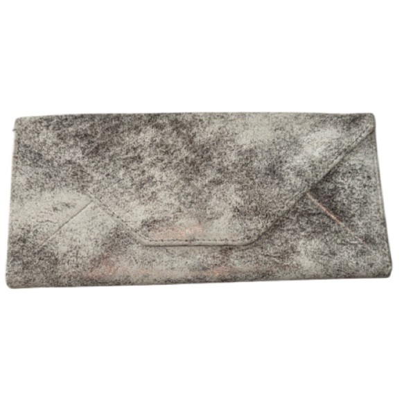 Aimee Kestenberg silver gray rose gold envelope wallet clutch NEW - Picture 1 of 7